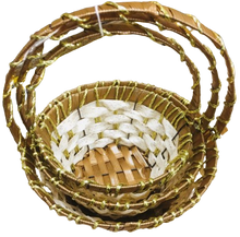 Load image into Gallery viewer, Set of 3 x Brown/Cream Round Small Baskets with Gold Foil Lining (3 sizes)