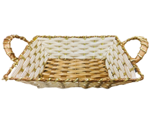 Load image into Gallery viewer, Brown/Cream Rectangular Tray Small Basket with Gold Foil Lining (L30cm)