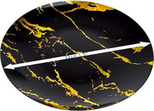 Load image into Gallery viewer, 9" Round Black/Gold Marble Effect Reusable Plates (Pack of 10)