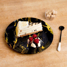 Load image into Gallery viewer, 9" Round Black/Gold Marble Effect Reusable Plates (Pack of 10)