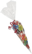 Load image into Gallery viewer, Clear Sweet Cone Bags With Silver Ties 180 x 410mm (Pack of 25pieces)