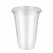Load image into Gallery viewer, 14oz/400ml Reusable rPET Smoothie Cups with Straw Slot Flat Lids (Set of 50)