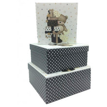 Load image into Gallery viewer, White/Black Teddy Bear Square Gift Boxes (Set of 3)