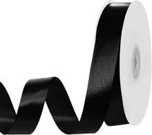 Load image into Gallery viewer, 25mm (1") x 50metres Roll of Black Single Satin Ribbon
