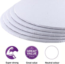 Load image into Gallery viewer, 8" Round White Masonite 4mm Cake Boards Thin (Pack of 5)