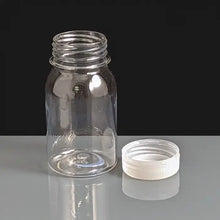 Load image into Gallery viewer, 125ml Empty Round Plastic Bottle with Screw On Lid