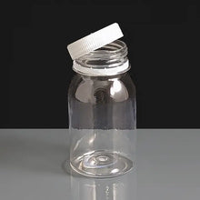 Load image into Gallery viewer, 125ml Empty Round Plastic Bottle with Screw On Lid