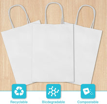 Load image into Gallery viewer, WHOLESALE Pack of 12 x White Paper Bags for Gifts, Food & Sweets, Strong Carrier Bags with Twisted Handles for Kid Parties, Weddings, 27x21x11cm