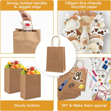 Load image into Gallery viewer, WHOLESALE Pack of 12 x Brown Paper Bags for Gifts, Food & Sweets, Strong Carrier Bags with Twisted Handles for Kid Parties, Weddings, 27x21x11cm