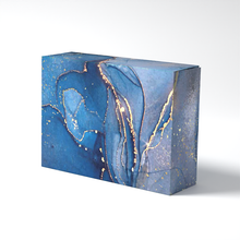 Load image into Gallery viewer, 7" x 5" x 2" Rectangular Blue Marble Print Effect Mithai (Indian Sweet) Box