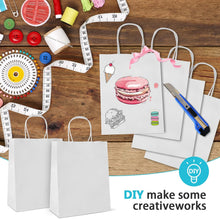 Load image into Gallery viewer, WHOLESALE Pack of 12 x White Paper Bags for Gifts, Food & Sweets, Strong Carrier Bags with Twisted Handles for Kid Parties, Weddings, 27x21x11cm