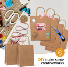 Load image into Gallery viewer, WHOLESALE Pack of 12 x Brown Paper Bags for Gifts, Food & Sweets, Strong Carrier Bags with Twisted Handles for Kid Parties, Weddings, 27x21x11cm