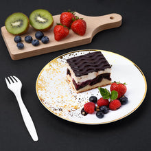 Load image into Gallery viewer, 8" Round Sparkle White/Gold Reusable Plates (Pack of 10)