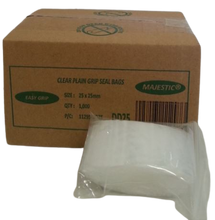 Load image into Gallery viewer, 25mm x 25mm Easy Grip Seal Clear Bags (Box of 1000 apx.)