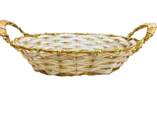 Load image into Gallery viewer, Brown/Light Grey Oval Tray Small Basket with Gold Foil Lining (L30cm)