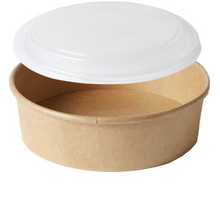 Load image into Gallery viewer, 1000ml Large Kraft Soup Containers with Clear Plastic Lids (Pack of 50)