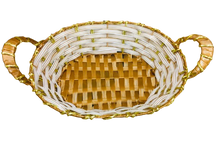 Load image into Gallery viewer, Brown/Light Grey Oval Tray Small Basket with Gold Foil Lining (L30cm)