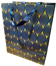 Load image into Gallery viewer, Blue/Gold Print Large Gift Bags 32x26x15cm (Pack of 12 bags)