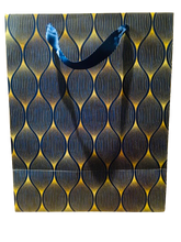 Load image into Gallery viewer, Blue/Gold Print Large Gift Bags 32x26x15cm (Pack of 12 bags)
