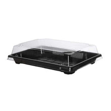 Load image into Gallery viewer, Sushi Rectangle Black Base Trays with Lids 6.9" x 4.7" x 1.2" (Pack of 25pcs)