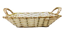 Load image into Gallery viewer, Brown/Cream Rectangular Tray Small Basket with Gold Foil Lining (L30cm)