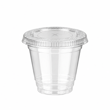Load image into Gallery viewer, 9oz/250ml Reusable rPET Smoothie Cups with Straw Slot Flat Lids (Set of 50)
