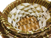 Load image into Gallery viewer, Set of 3 x Brown/Cream Round Small Baskets with Gold Foil Lining (3 sizes)
