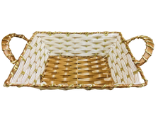 Load image into Gallery viewer, Brown/Cream Rectangular Tray Small Basket with Gold Foil Lining (L30cm)
