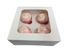 Load image into Gallery viewer, 25 x 4-hole Cupcake Boxes with inserts (Plain White base)