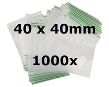 Load image into Gallery viewer, 40mm x 40mm Easy Grip Seal Clear Bags (Box of 1000 apx.)