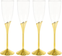 Load image into Gallery viewer, 135ml Gold/Clear Reusable Plastic Champagne Flutes (Pack of 4pcs)