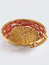 Load image into Gallery viewer, Red Two Tone Round Tray Basket with Gold Foil Lining (D40cm)
