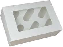 Load image into Gallery viewer, 25 x 6-hole Cupcake Boxes with inserts (Plain White base)