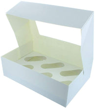 Load image into Gallery viewer, 25 x 6-hole Cupcake Boxes with inserts (Plain White base)