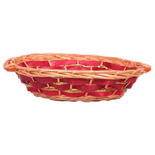 Load image into Gallery viewer, Red Two Tone Round Tray Basket with Gold Foil Lining (D40cm)