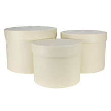 Load image into Gallery viewer, Cream Round Hat Box (Set of 3 boxes)