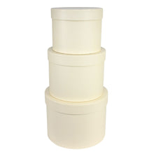 Load image into Gallery viewer, Cream Round Hat Box (Set of 3 boxes)