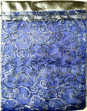 Load image into Gallery viewer, 100 x Blue/Silver Large Organza Bags 22cm x 29cm BULKBUY