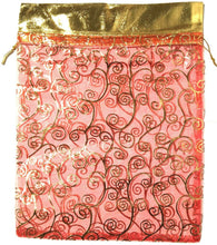 Load image into Gallery viewer, 100 x Red/Gold Large Organza Bags 22cm x 29cm BULKBUY