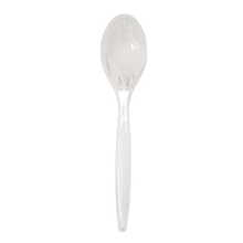 Load image into Gallery viewer, Clear Plastic Reusable 15cm Tea Spoons (Pack of 50)