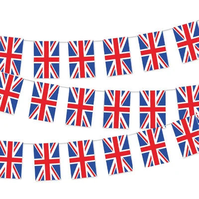 Union Jack Polyester Cloth Rectangle Bunting (10 metres long) with 30 Flags