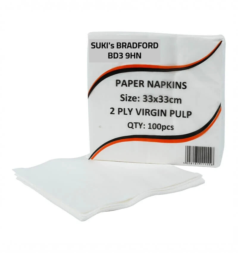 SUKI's 33cm 2-ply White Luncheon Napkins (Pack of 100)