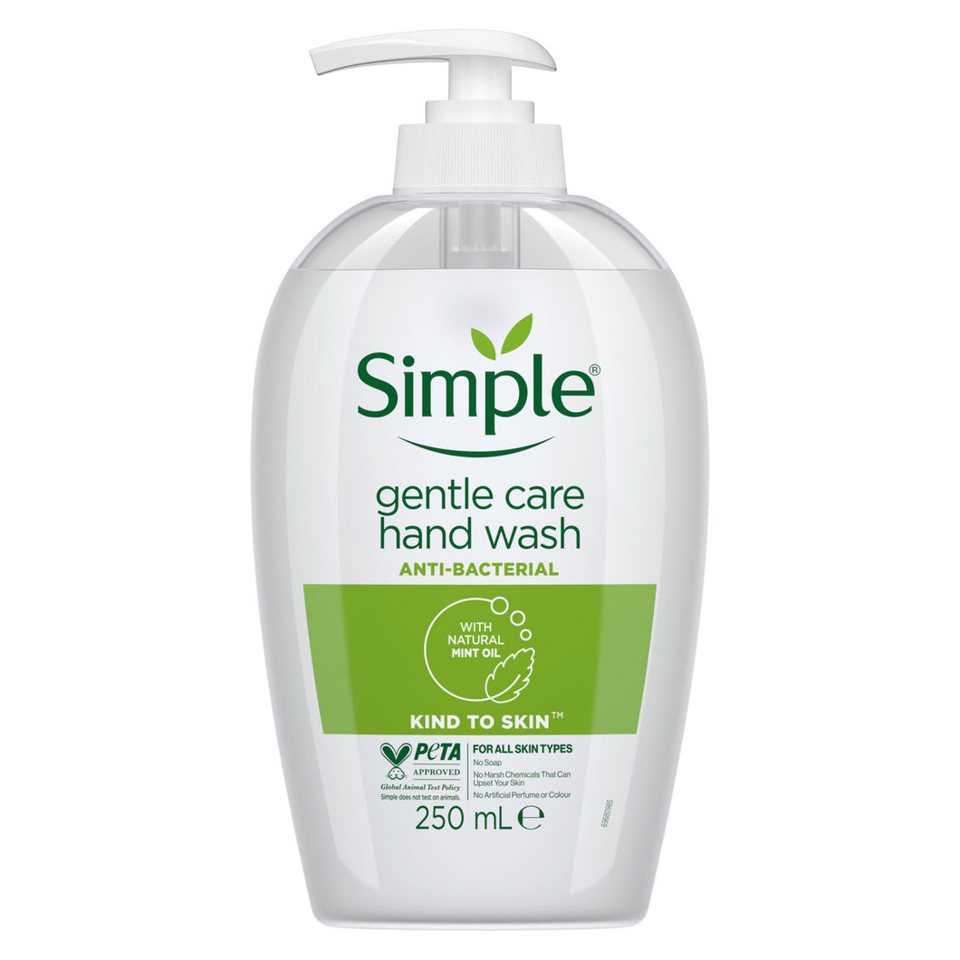 6 x Simple Hand Wash Gentle Care Handwash Pump 250ml