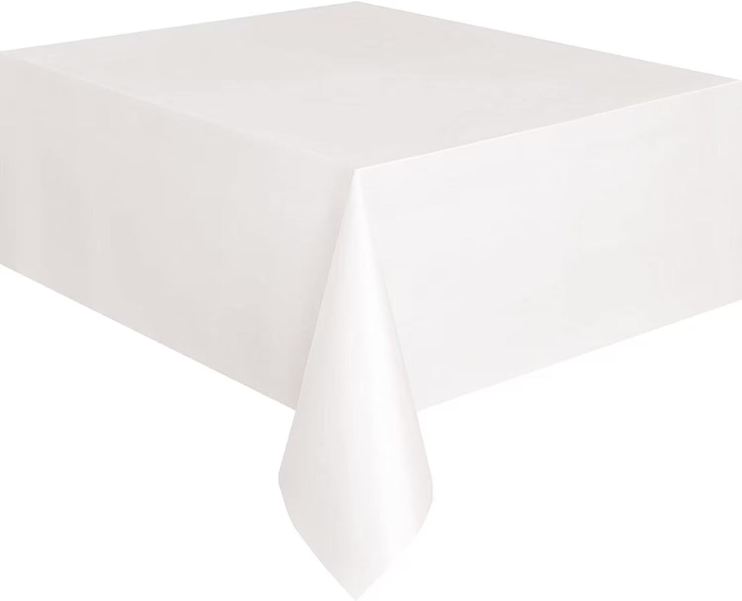 Plastic Rectangle White Table Cover 54