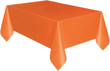 Load image into Gallery viewer, Plastic Rectangle Orange Table Cover 54&quot; x 108&quot; (1 piece)
