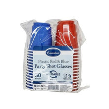 Load image into Gallery viewer, 2oz Mini Reusable Plastic Shot Red/Blue Cups (Pack of 30pcs)
