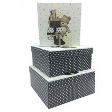 Load image into Gallery viewer, White/Black Teddy Bear Square Gift Boxes (Set of 3)
