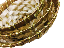 Load image into Gallery viewer, Set of 3 x Brown/Cream Round Small Baskets with Gold Foil Lining (3 sizes)
