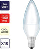 10 x LED Candle Bulbs Cool White 7.5W/60W Small Edison Screw