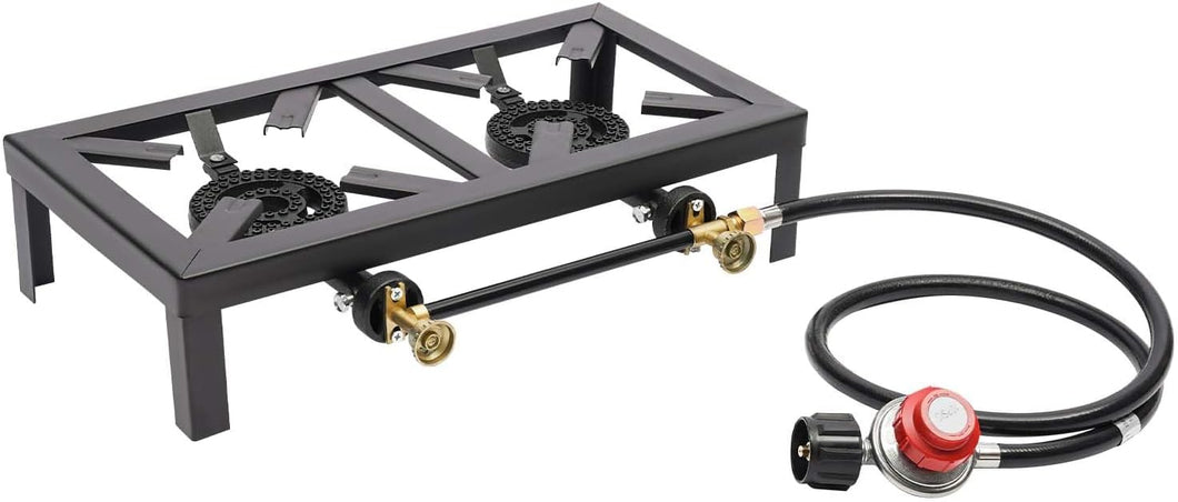 Portable Camping 2 Burner Stove for Outdoor BBQ Cooker Cast Iron Commercial Portable Camping Stove With Regulator Hose Gas Cooker